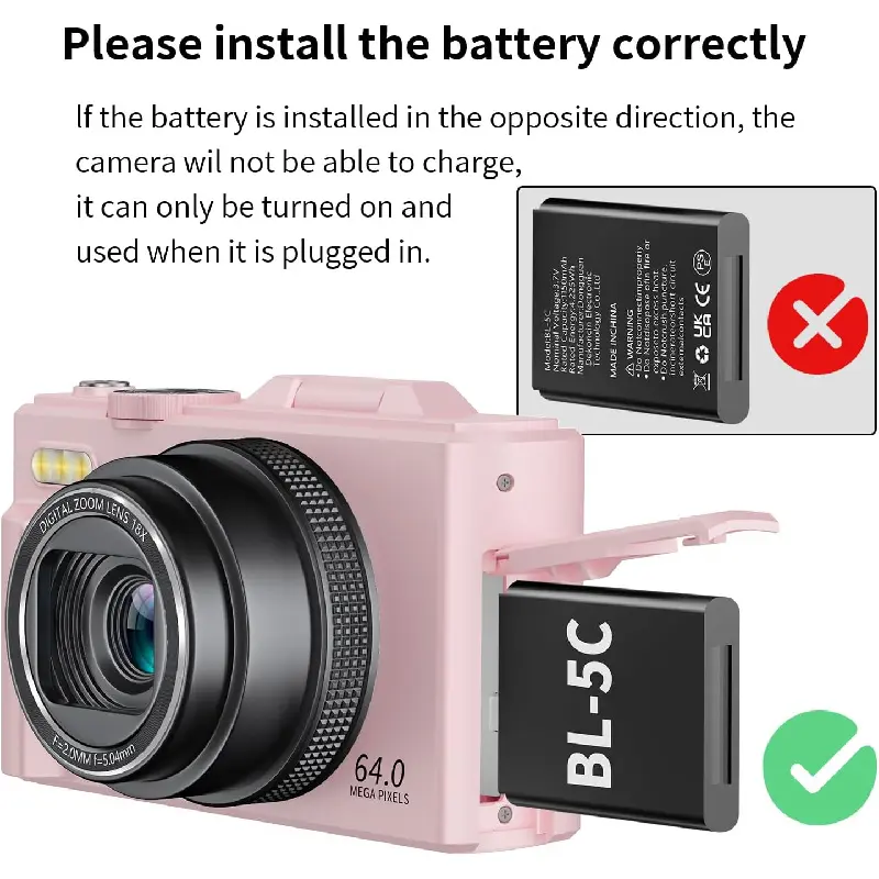 4K Digital Camera for Photography, 64MP Vlogging Camera for