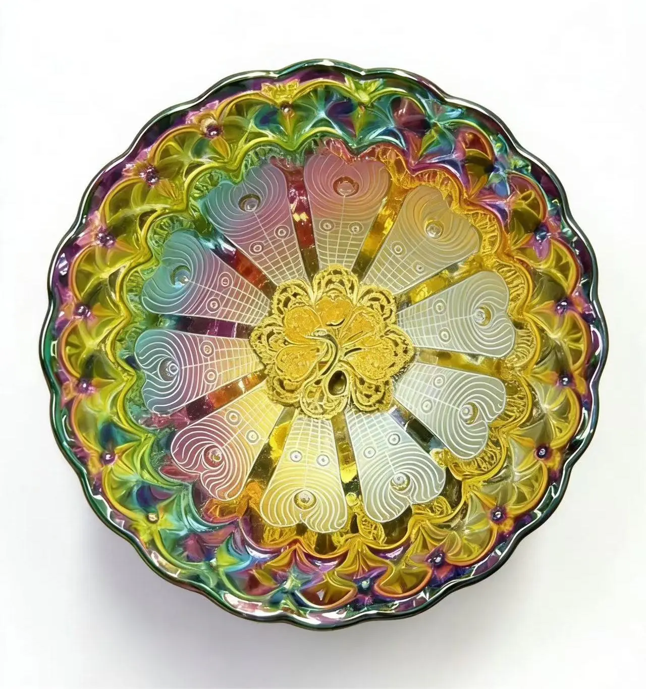 Iridescent Peacock Feather Pattern with Peacock Base | Rainbow Glaze Auspicious Tea Cup, Chinese culture,High-temperature firing,Handcrafted ceramic cup,Wine Glass, Kung Fu Cup,Drinkware