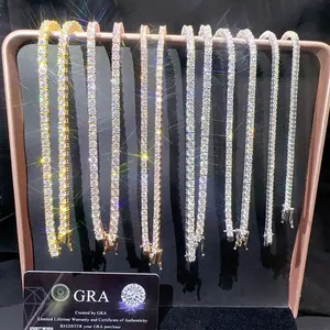 2025 New Unisex Hip Hop Moissanite Tennis Chain for Women Original 925 Sterling Silver Gold Man Moissanite Bracelet Chain Hiphop