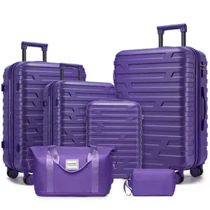 Luggage Sets 6 Piece with Duffel Bags, Hardside Expandable Suitcases with Spinner Wheels TSA Lock, Purple