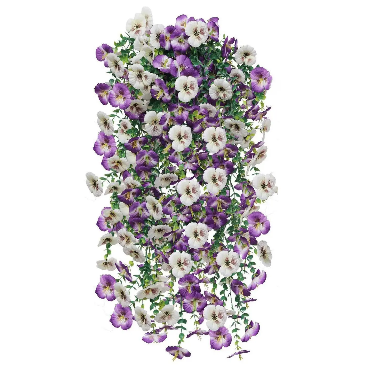 4 counts Pansy Artificial Vine Wall Hanging Decor, Faux Floral Garland, Multicolored Outdoor Garden Plastic Flowers, Vibrant Faux Flowers, Suitable for home weddings, kitchen, garden, dining table centerpieces, indoor and outdoor decorations