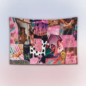 Trippy Baby Collage Tapestry, Psychedelic Aesthetic Wall Hanging Decor, Colorful Vintage Art Banner, Bedroom Dorm Wall Art, Gift for Fans