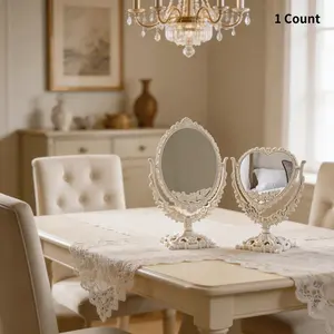 Elegant Vintage Palace Style Standing Makeup Mirror, 360° Rotating, Perfect for Bedroom and Dormitory, Enhance Your Beauty Routine