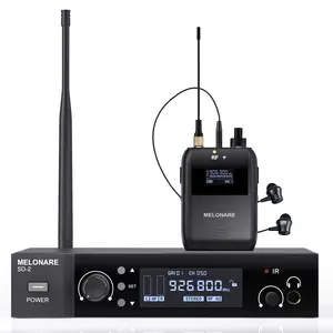 Wireless in-Ear Monitor System, Auto Scan IEM System Stereo w/Bodypack Receiver & Earphones, 50 Tunable Frequencies 164ft Range, in Ear Monitors for Musicians, Bands, Studio (SD-2-1R)