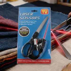 1 infrared scissor, straight line multifunctional laser scissors, tailor scissors, paper cutting scissors, ABS stainless steel dual material, anti slip, DIY straight line cutting scissors
