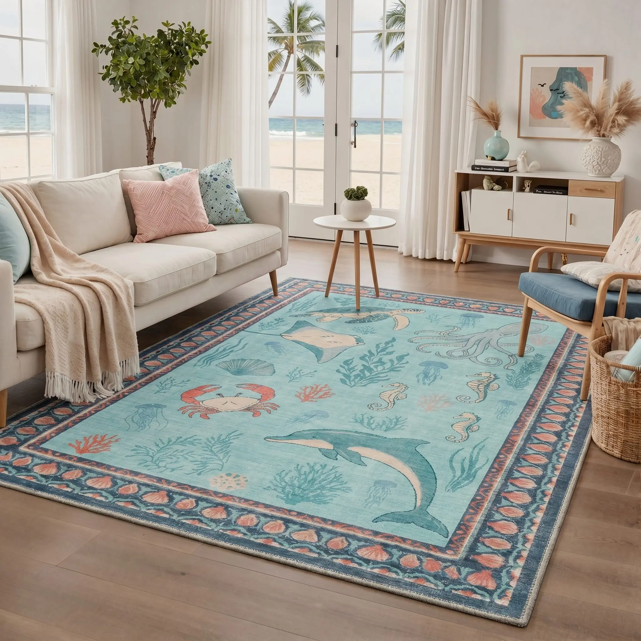 【Deals For You Days】BEIMO Soft Area Rug – Pet Friendly, Non-Slip, Machine Washable Floor Rug, Perfect Home Carpet for Living Room, Bedroom, Kitchen, Hallway, Stylish Interior Decor ,ARN5070-TEAL MARBLE