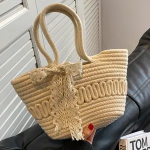 Women's Handmade Woven Straw Basket - Stylish, Breathable Design, Travel Accessory, Beach Bag for Seaside Vacation, Daily Outings
