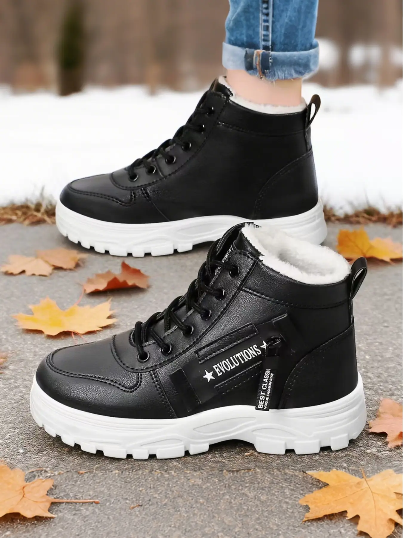 Women's Mid-Calf Snow Boots | Water-Resistant & Plush Lined | Fashion Lace-Up Winter Boots