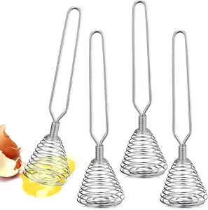 4 Pieces Stainless Steel French Style Spring Whisk, 8.46 Inches x 1.97 Inches, Silver