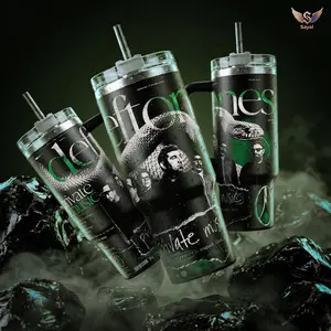 Deftones Be Quiet and Drive 40oz Vacuum Insulated Stainless Steel Water Bottle - Nothing Everything Design, Band Members Snake Art, Tracklist, Comfort Handle, Leakproof, Portable Tumbler for Hot/Cold Beverages, Nu-Metal Drinkware