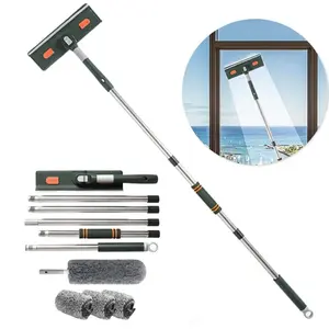 Professional Window Squeegee Cleaner, 2 in 1 Shower Squeegee with Extension Pole, 88'' Telescopic, Bendable Head, Indoor/outdoor Use