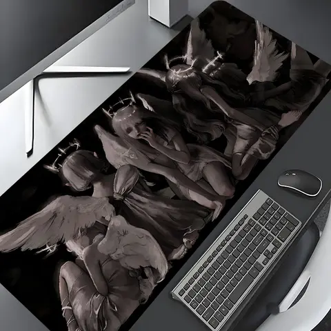 Gothic Dark Angel Statue Design Large Gaming Mouse Pad, Desktop Protection Pad, Washable Rubber Non-Slip Lock Edge Multi-Size, Suitable For Home Office, Gift for Family and friends, Desktop Accessory, Office Desk Accessories, Computer Desk Accessories