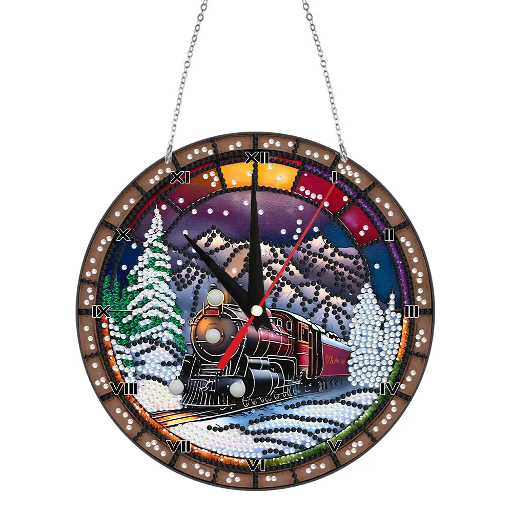 Diamond Painting Clock Special Shaped DIY Art Mosaic Rhinestone Wall Clocks Kit Angel Diamond Painting Kit Acrylic DIY Diamond Art Mosaic Craft Kits Paint for Home Office Decoration