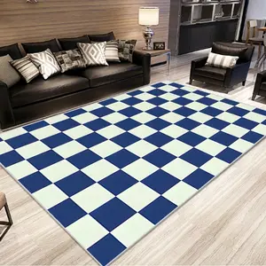 Checkerboard Pattern Floor Mat, Non-slip Washable Floor Carpet, Decorative Checkered Area Rug for Home Living Room Bedroom Kitchen