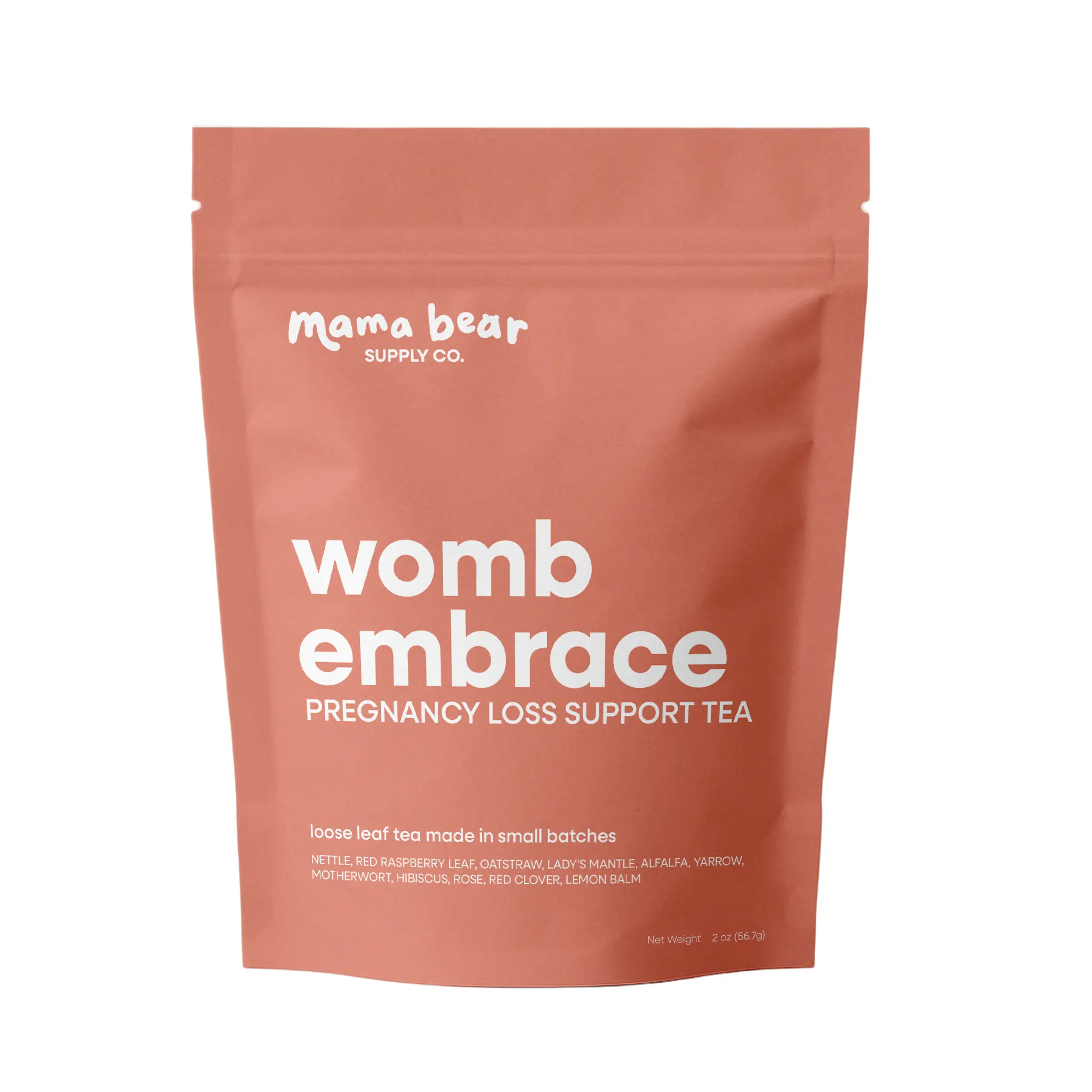 Miscarriage Support Tea – Womb Embrace by Mama Bear Supply Co., Organic Loose Leaf Herbal Blend for Pregnancy Loss Recovery, Caffeine-Free, ~45 Servings