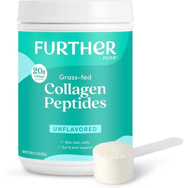 Unflavored Collagen Peptides Powder Hydrolyzed Type 1 and 3 Grass Fed 21.16 oz