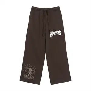 AfroRock Drawstring Straight Leg Brown Sweatpants
