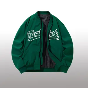 Fashionable men's jacket, New York print design, pocket design, regular fit, streetwear style, fully zippered, suitable for outdoor activities