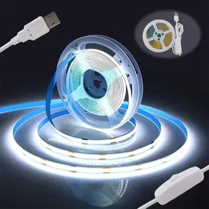 5V COB LED Strip Light, High Brightness LED Strip Light with USB Interface & Switch Button, Ideal for Home Lighting in Bedroom, Living Room, Kitchen, and Cabinets, Home Decor Lighting, Led Ambient Light