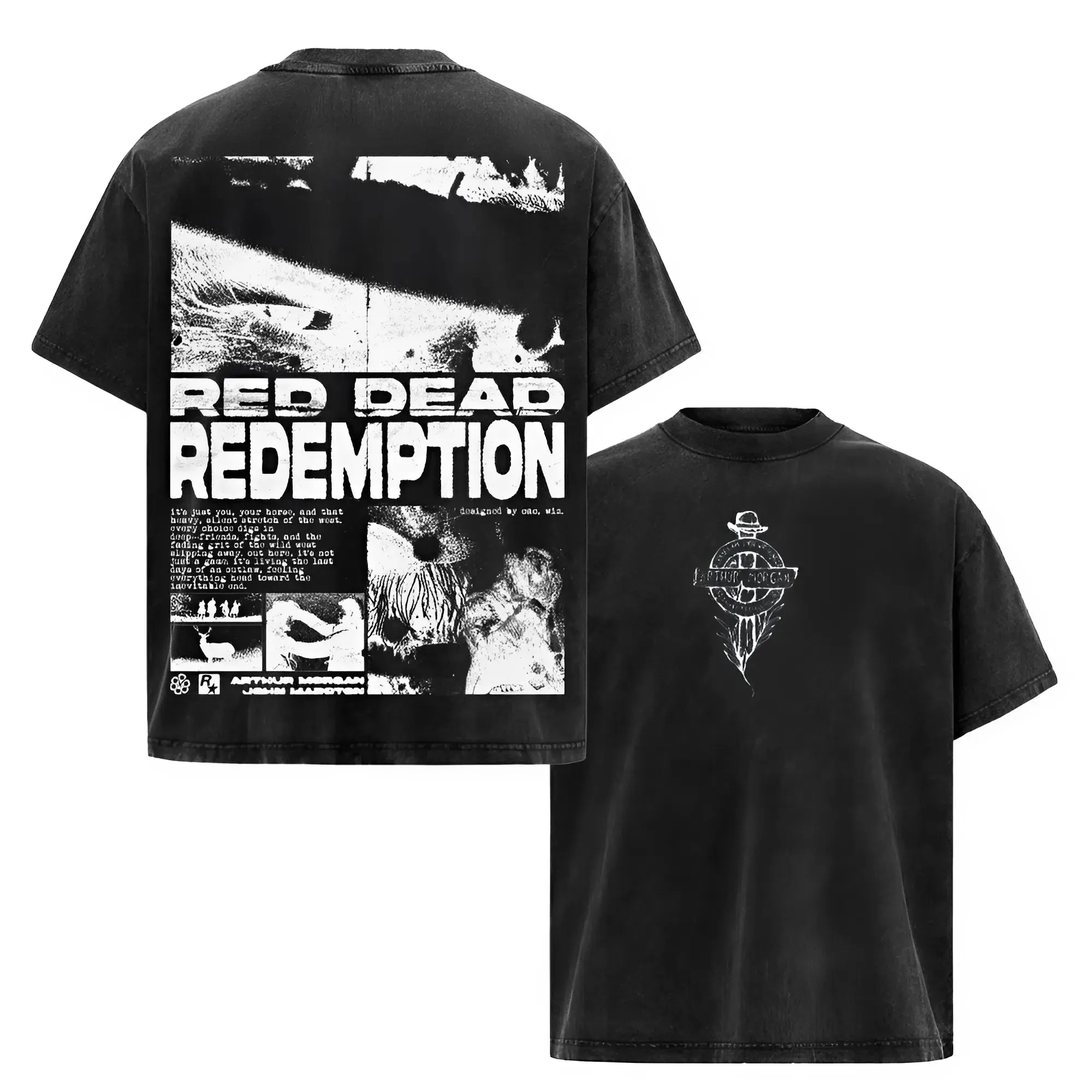Arthur Morgan Red Dead Redemption 2 Washed Shirt Vintage Retro Oversized Heavyweight Cotton Streetwear Game Graphic Tee Menswear Top Dress Love