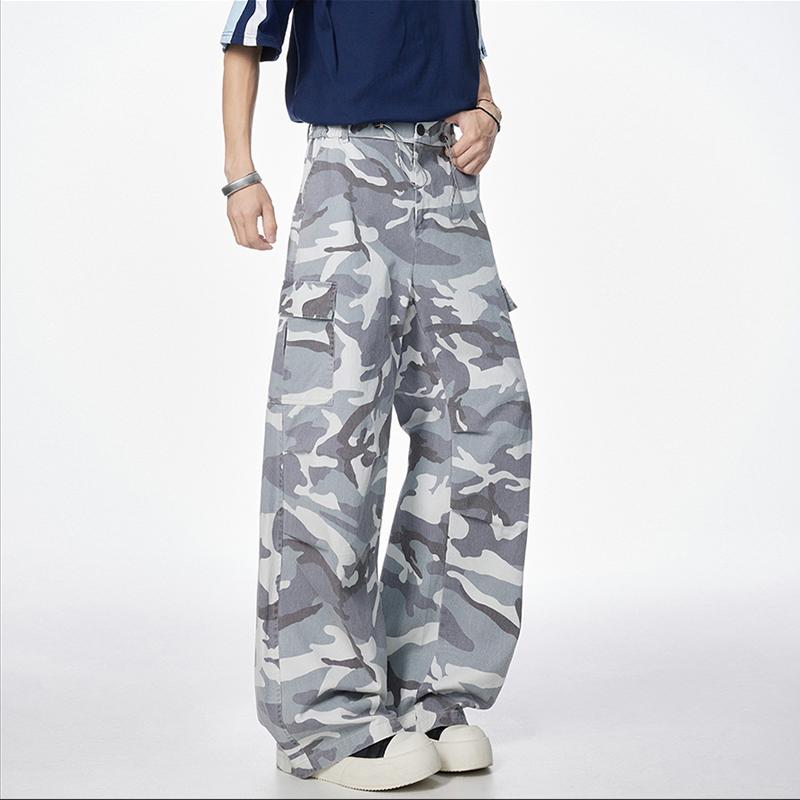 Camouflage Pants Unisex, Spring and Autumn Cotton Straight Loose Large Size Work Pants, Trendy Versatile Wide Leg Casual Long Pants Slimming