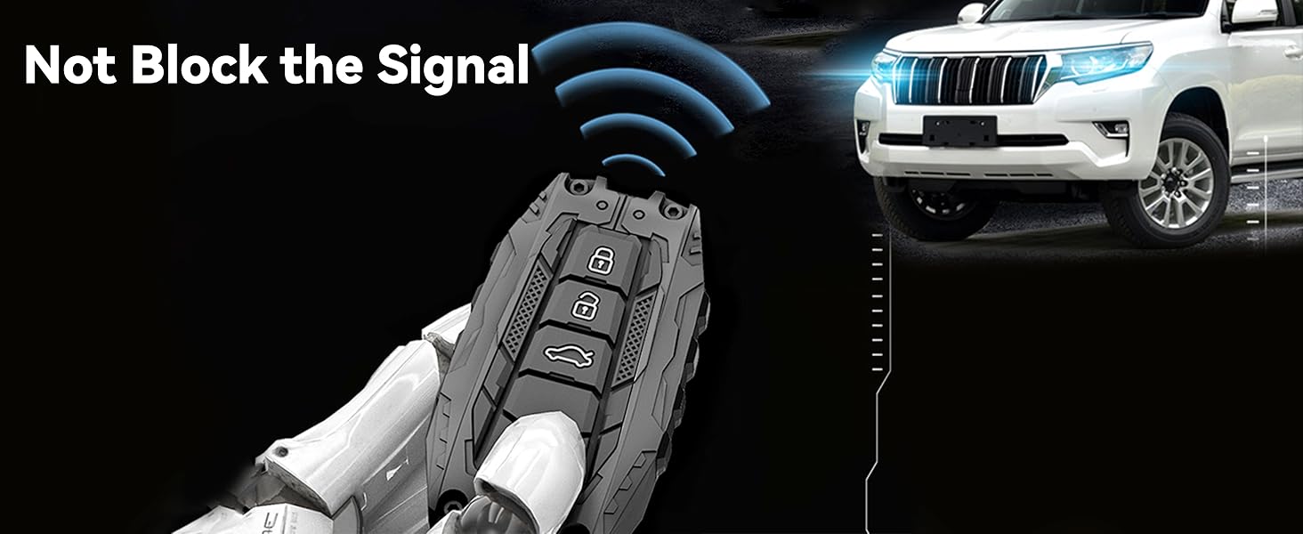 Mech Style Heavy Metal Key Fob Cover, Compatible with Toyota Tundra 2022 2023 2024 2025~, Fit for Corolla Cross Venza Sequoia etc, Zinc Alloy Key Case Protector (1 Pcs, E-Style, Gunmetal)