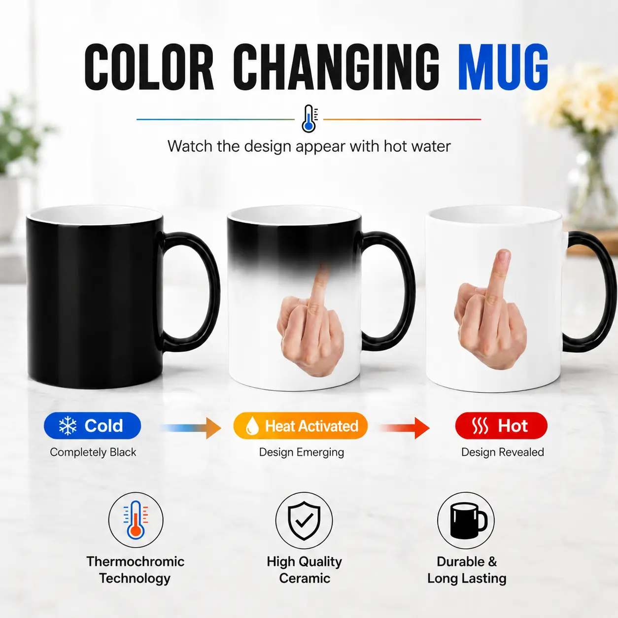 Magic Mug Color Changes with Hot Water Heat Sensitive Coffee Mug, Perfect Father’s Day Gift, Birthday Ceramic Coffee Mug Funny Gifts for Women Men Boss Coworkers Friend Retirement Gifts Stylish summerwins Washable anniversary gag present idea