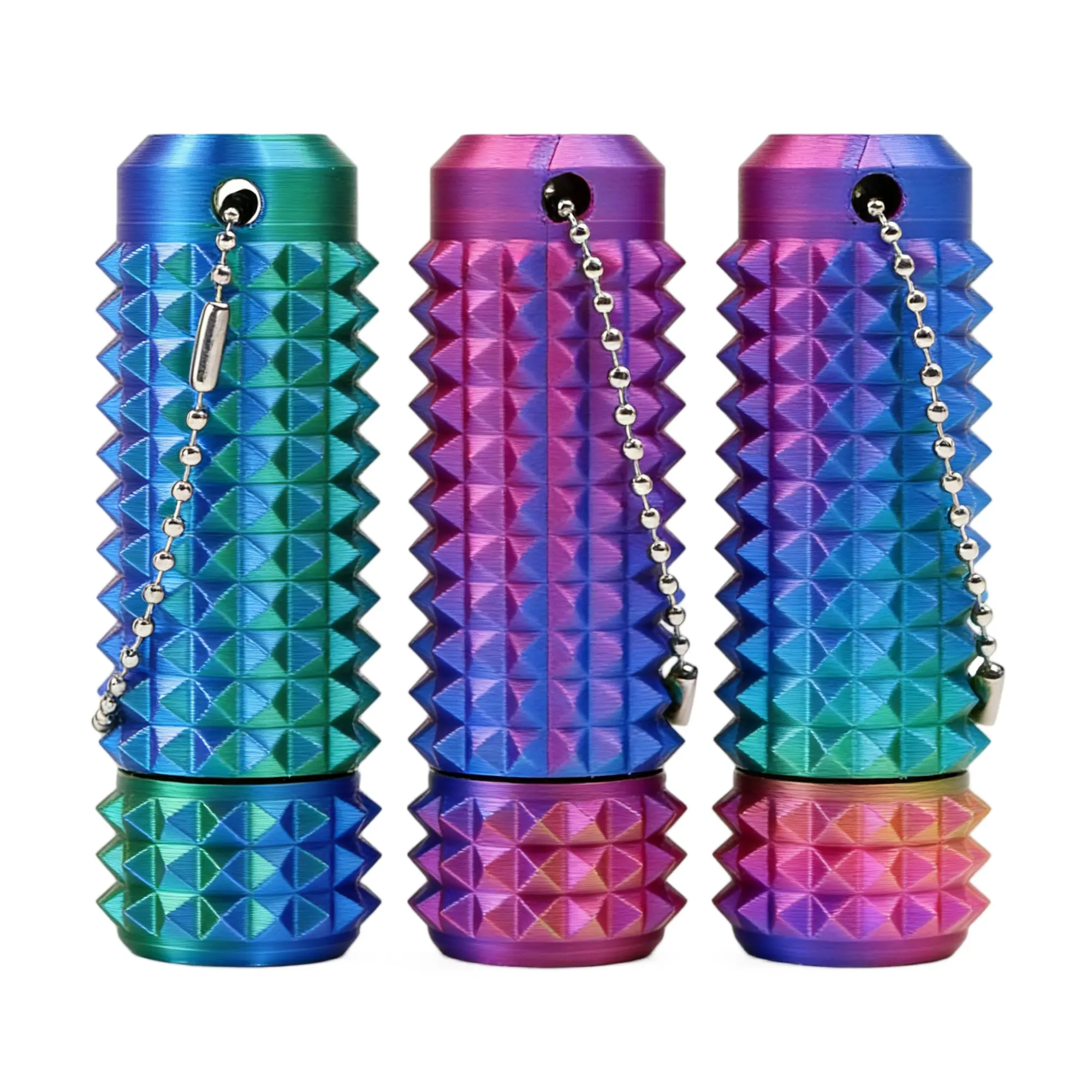 3D Printed Spiky Rotating Grippie Keychain - Sturdy Tiny Fidget Gadget, Stress Relieving Accessory, Anxiety Relief Tool, Calming Sensory Pain Stim Pocket Toy, Christmas Stocking Stuffer for Adults & Friends