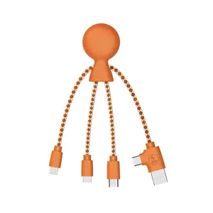 Multi USB  4 in 1 - Universal Charger Made from Recycled Plastic - USB, USB-C, Lighting,  USB Ports - Compatible with  Smartphones Mr Bio Orange Octopus (Orange)