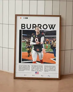 [Sale Off To 40%] [UNFRAMED] Joe Burrow Bengals Poster, Football Sports Room Wall Art