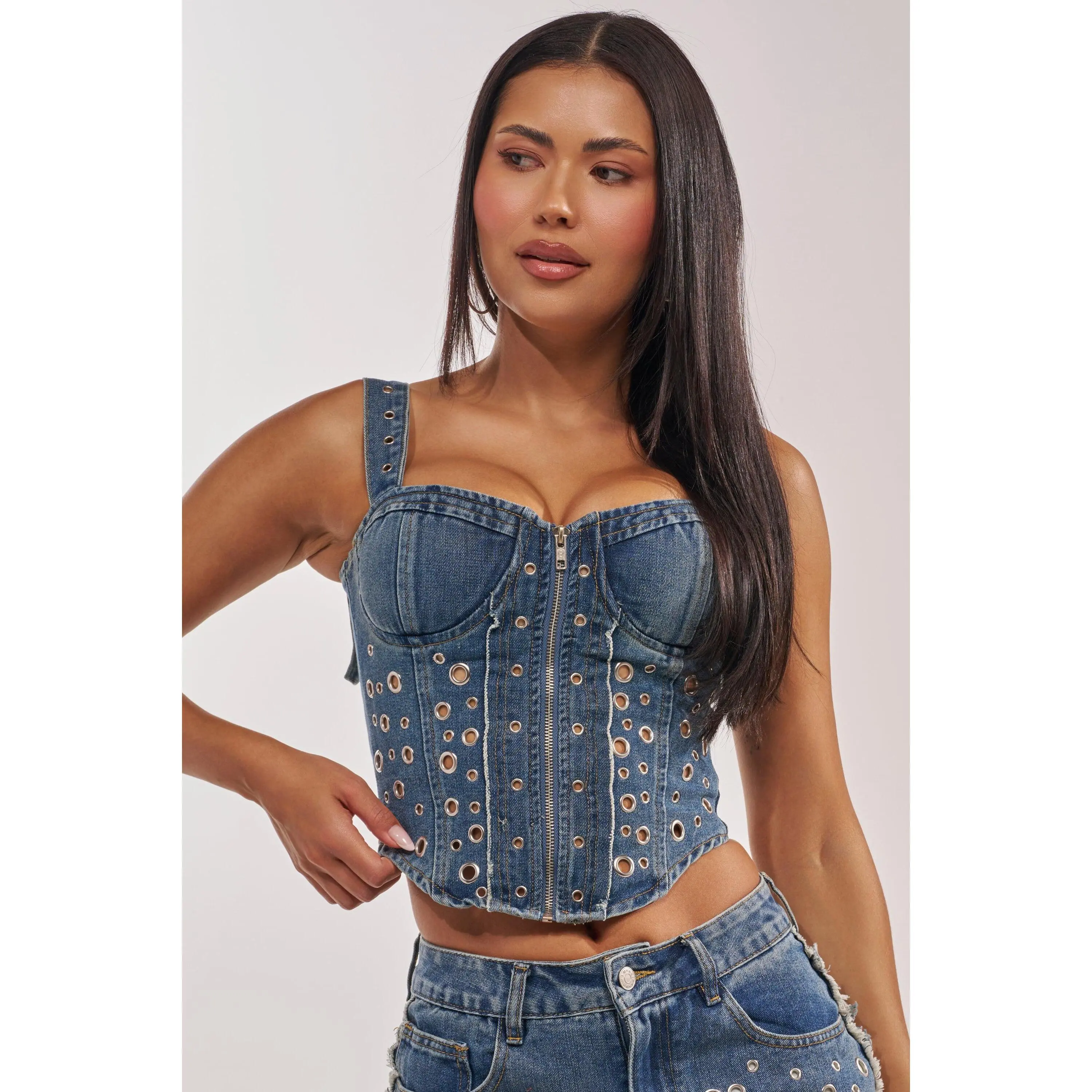 TAYLOR DENIM CORSET WITH GROMMET TAYLOR DENIM CORSET WITH GROMMET