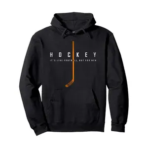 Men's hockey-themed athletic leisurewear for men Graphic - Cotton Blend Black Long Sleeve Pullover Regular Fit | Soft & Breathable Fabric, Durable Print, Everyday Comfort, Machine Washable, casual sports apparel with bold text and minimalist design indoor