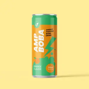 Swiiyo #ProjectAMP Orange Energy Popping Boba Drink 310ml Can Single Pack Refreshing Beverage