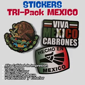 3 Pack Sticker de MEXICO | Escudo de Mexico, Viva Mexico & Hecho en Mexico | Para Interior & Exterior | Bumper Sticker, Cars & Trucks Mexican Designs