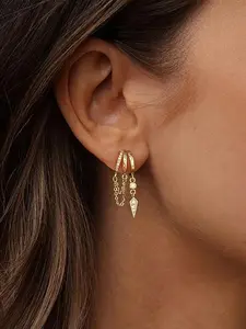 1pair Women's Dangle Earrings, Fashionable Earrings, Triple Layered Design, Cute Exaggerated Chain Earrings, Delicate Water Drop Earrings, Perfect Mother's Day Gift, All Seasons, Earrings Jewelry