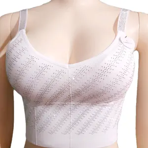 Women's Rhinestone Strappy Padded Tank Top with Trim - Sports Bra Style - Blouses - Shirts-Croptop