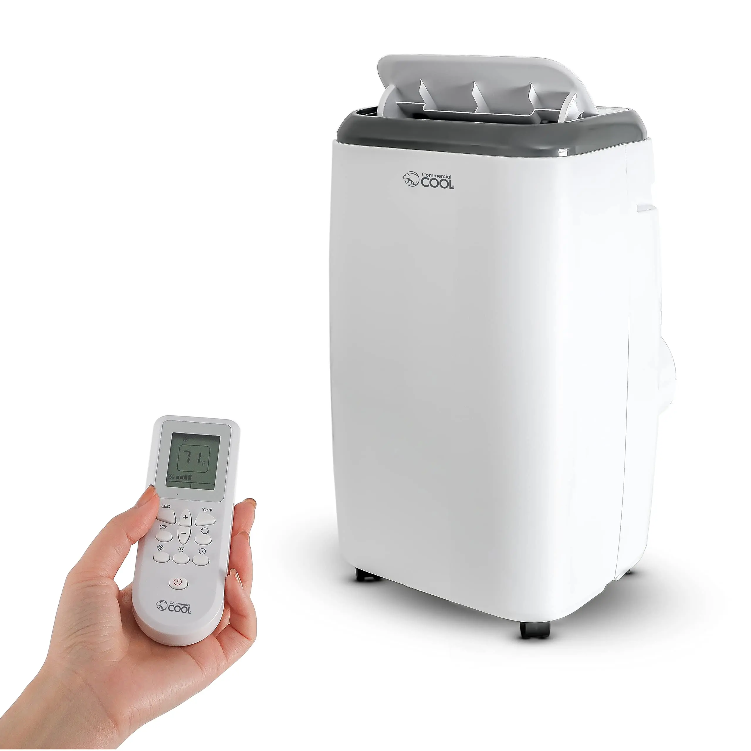 Commercial Cool Portable Air Conditioner 12,000 BTU (8,000 BTU SACC), Dehumidifier & Fan, Bedroom AC Unit with Full Function Remote Control, Covers up to 550 Sq. Ft., CPT08WB, White