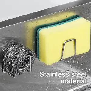 6 Counts Stainless Steel Sponge Holder for Kitchen Sink, stores multiple cleaning accessories