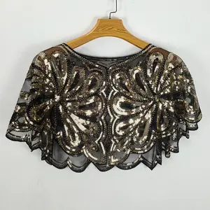 Vintage Glitter Stole Women Summer Lace Shawl Short Bridal Bolero Evening Party Shoulder Wrap Elegant Retro Fashion Accessories for Dresses