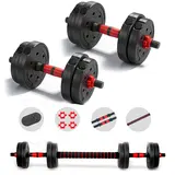 22lb Adjustable Dumbbells - 3-in-1 Convertible Free Weights to Barbell with Converter Bar, Noise-Reducing Polyethylene Unisex At Home Gym Equipment, Workout Sets Women Gym Stuff for Upper Body Training to Build Arms, Back, and Core