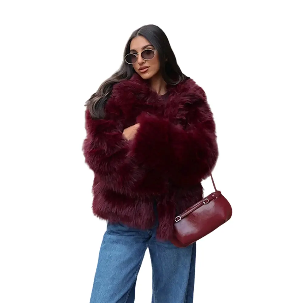Women's Faux Fur Coat Oversized Fluffy Shaggy Faux Mink Jacket Lapel Collar Long Sleeve Warm Winter Outerwear