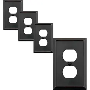 Single Duplex Outlet Light  Cover Aria Metal Wall Plate, 4-Pack Aged Bronze 1 Gang, for Receptacle Light ,  Cover Decorative Wallplate, Durable