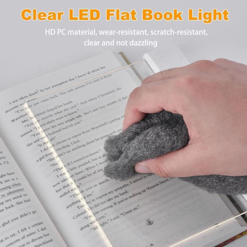 Book Light, Rechargeable Clear LED Flat Reading Light with & Timer, Dimmable Panel Plate Lamp Book Full Page Light for Reading in Bed at Night,Funny Gifts for Readers
