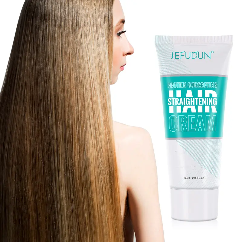 SEFUDUN Hair Straightening Cream Silk & Gloss Protein Correcting for Curly Hair Nourishing Collagen Treatment for All Hair Types 60ml