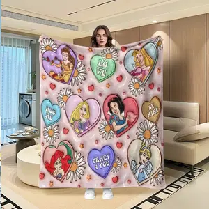 Princess Portrait Digital Print Flannel Blanket, Thanksgiving Valentine Christmas Gift, Holiday Gift Throw Blanket, Multi-Purpose Outdoor Travel Blanket