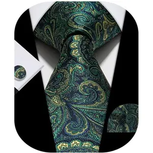 Rayhop Mens' tie set Tie& pocket square&cuffs silk tie for men 3-pieces Set