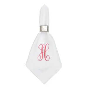 Embroidered Napkins with Calligraphy Single Letter Monogram