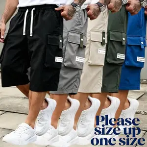 Men's cargo shorts, summer loose-fitting quick-drying athletic capri pants, trendy brand ice silk casual mid-length shorts SpringStatements