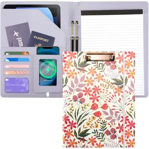 Padfolio for Women PU Leather Portfolio Cute Binder Foldable Recipe Clipboard  Phone Pocket