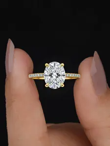 1 PC Fashionable 1 Carat Egg-shaped Zircon Ring for Women Fashion Jewelry for Festival Party Daily Clothing Decor Trendy Exquisite Elegant Engagement Ring Wedding Promise Ring Ladies Anniversary Party Birthday Valentine's Day Festival Gift for Girlfriend